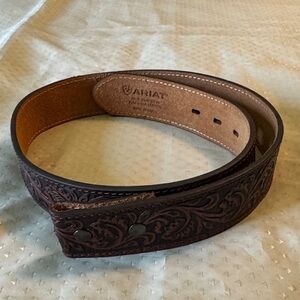 Ariat Brown Tooled Leather Western-Style Belt. NO BUCKLE